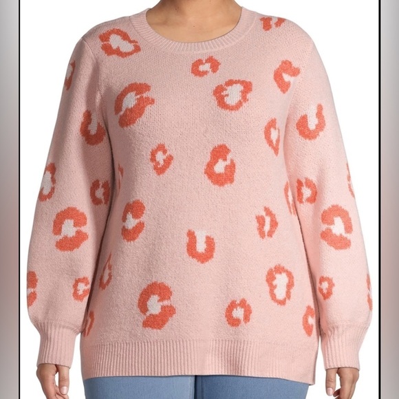 Terra & Sky Women’s Animal Print Plus Size Sweater - Picture 1 of 6